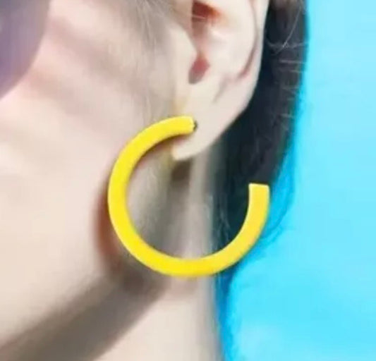 Earrings - Neon Yellow Hoop