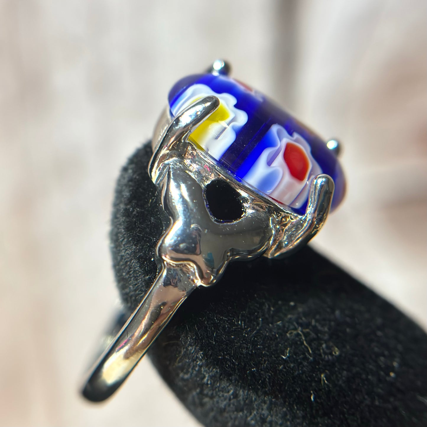 Ring - Size 7 Blue Floral Murano