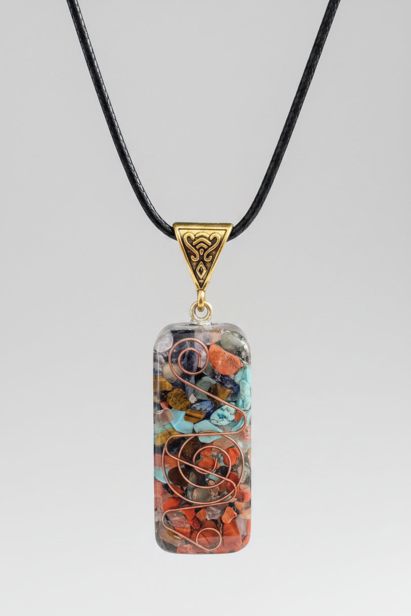 Necklace - "The Witch's Web" - 7 Chakras Orgonite Power Spiral Pendant