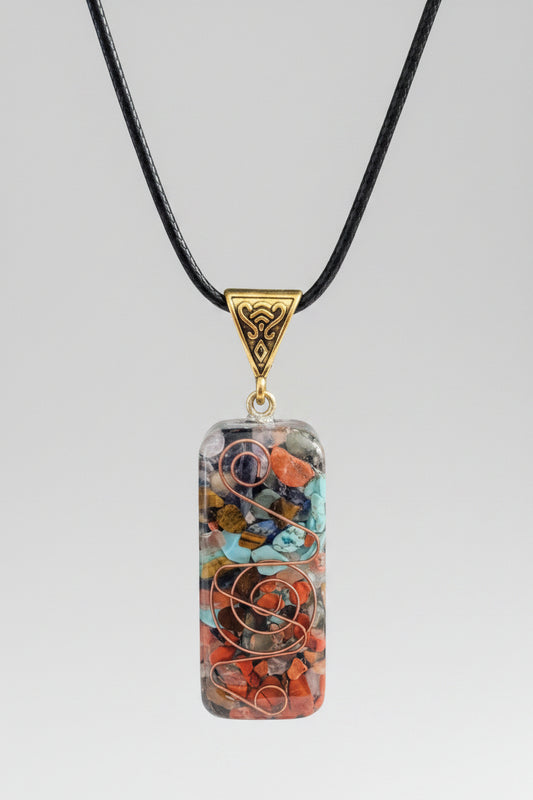 Necklace - "The Witch's Web" - 7 Chakras Orgonite Power Spiral Pendant