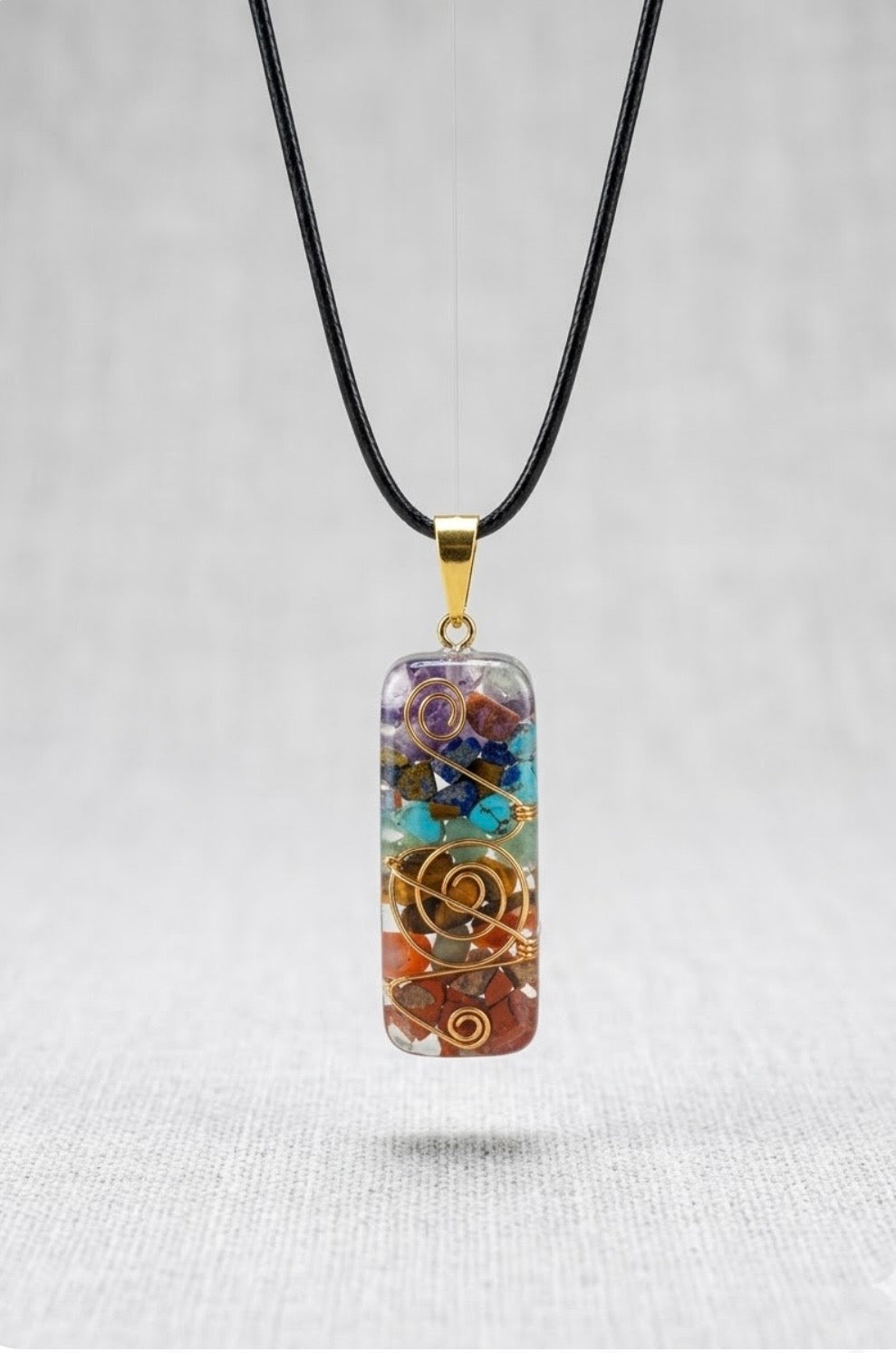 Necklace - "The Witch's Web" - 7 Chakras Orgonite Power Spiral Pendant