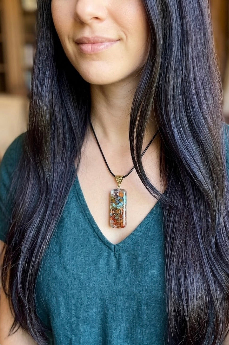 Necklace - "The Witch's Web" - 7 Chakras Orgonite Power Spiral Pendant