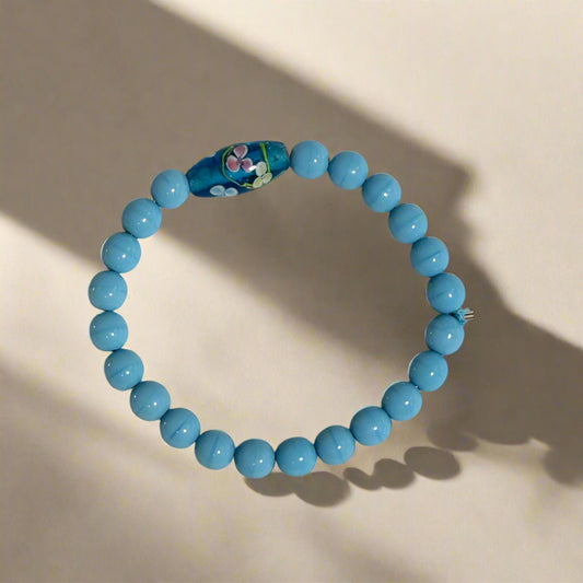 Handmade Azure Bloom Bracelet - 8"