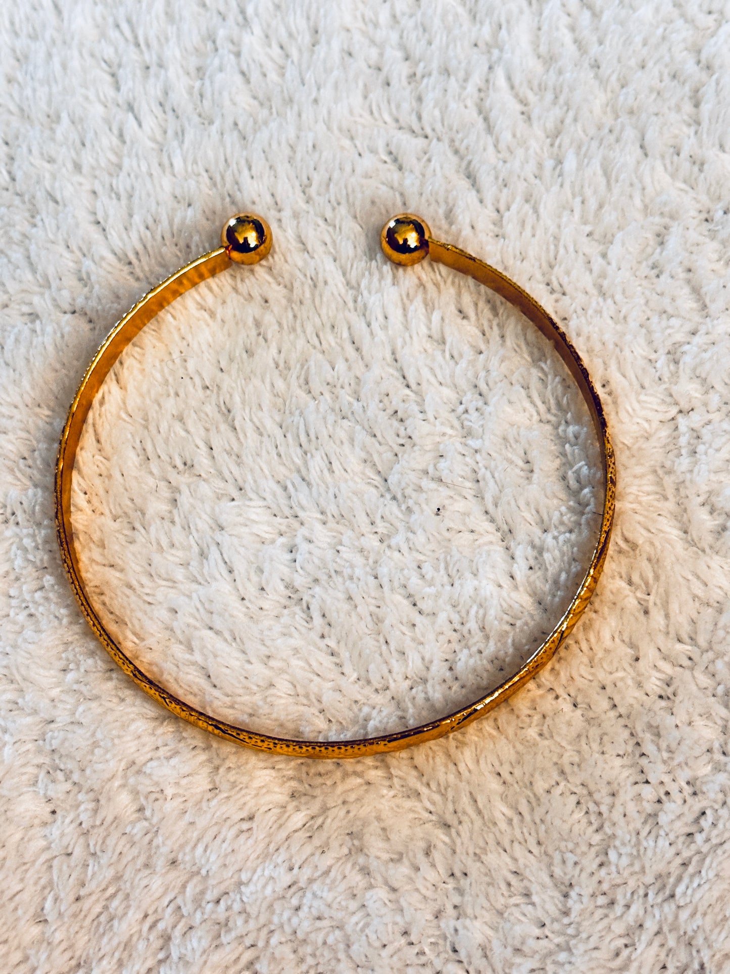 Embossed Designed Gold Plated Alloy Open Cuff Bracelet