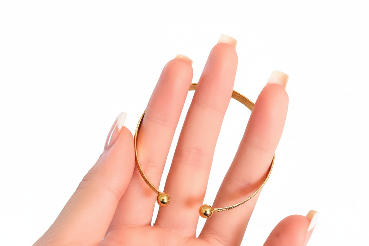 Embossed Designed Gold Plated Alloy Open Cuff Bracelet