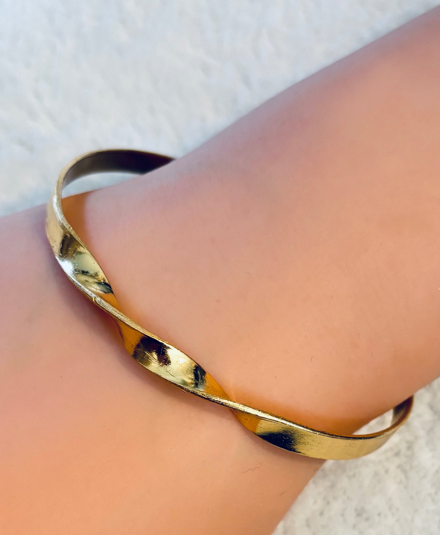Bracelet - Chic Twisted Gold - Tone Open Cuff