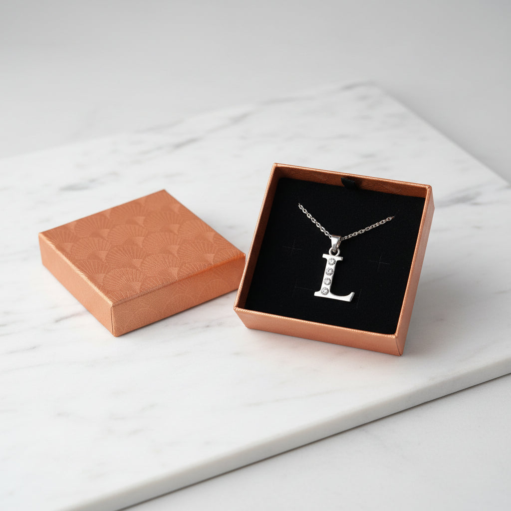 Necklace - Sterling Silver - Letter "L" Pendant - 16"