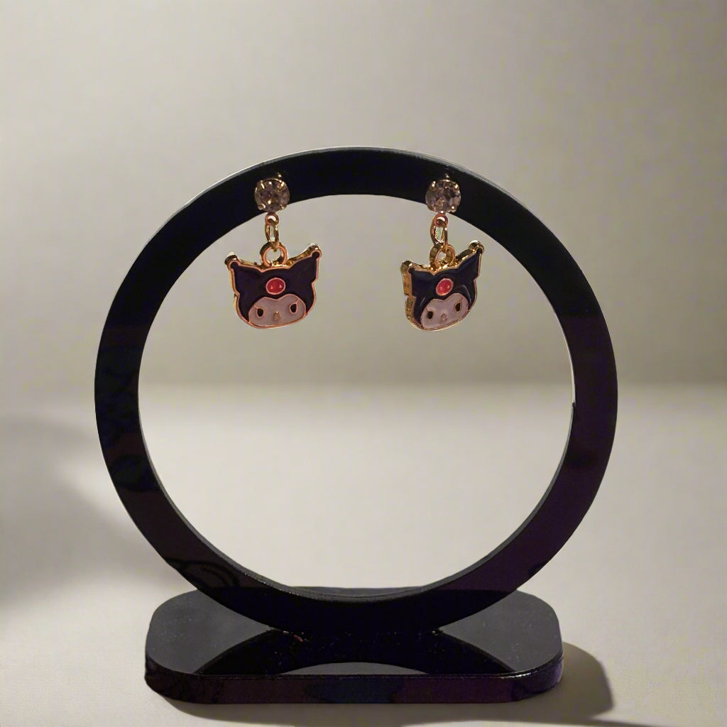 Gold Tone Kuromi Earrings