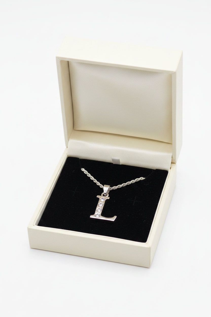 Necklace - Sterling Silver - Letter "L" Pendant - 16"