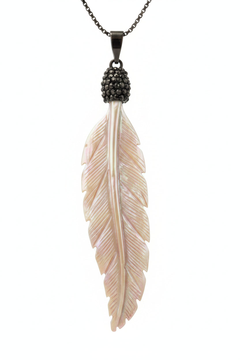 Necklace - Feather Shaped - Abalone Shell - Pendant