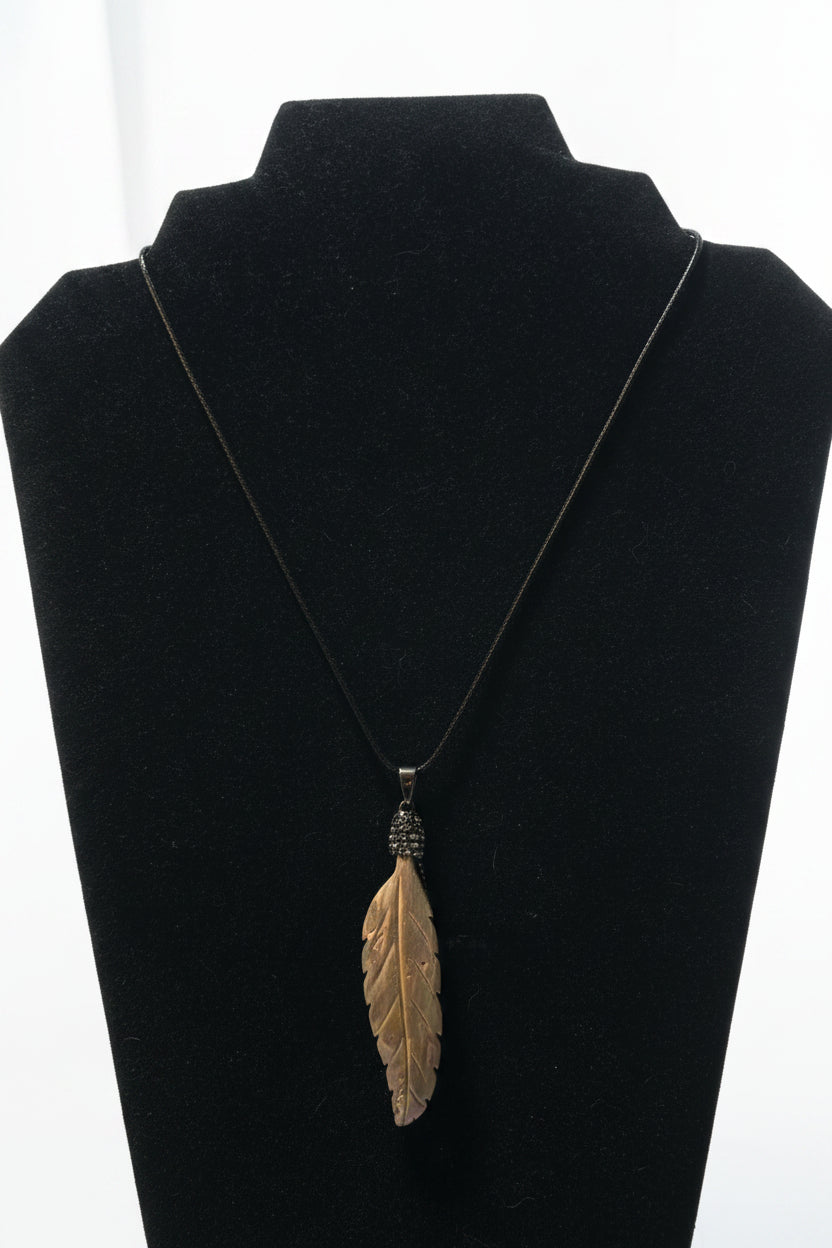 Necklace - Feather Shaped - Abalone Shell - Pendant