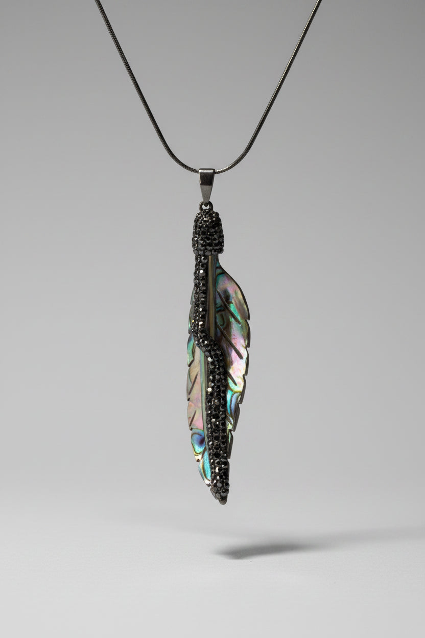 Necklace - Feather Shaped - Abalone Shell - Pendant