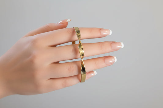 Bracelet - Chic Twisted Gold - Tone Open Cuff