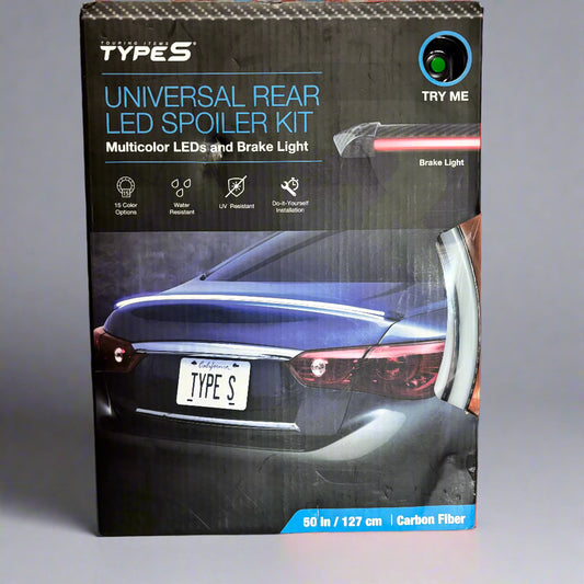 Type S Universal Rear LED Spoiler Kit Multi Color LEDs and Brake Light
