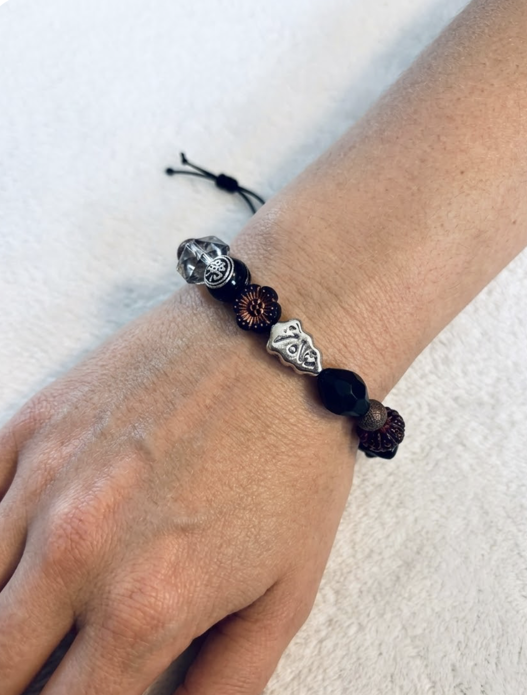 Handmade Stretch Beaded Bracelet "Shadow of the Shogun's Garden"