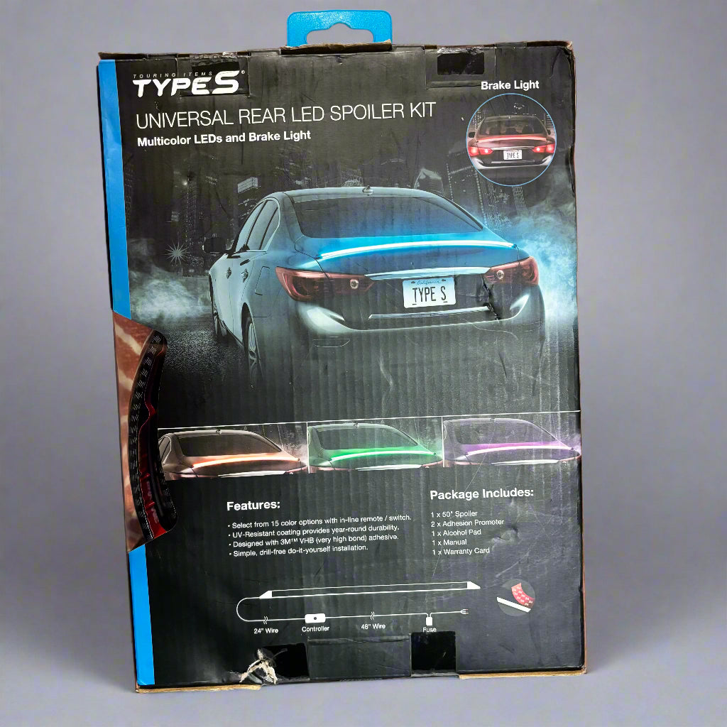 Type S Universal Rear LED Spoiler Kit Multi Color LEDs and Brake Light ...