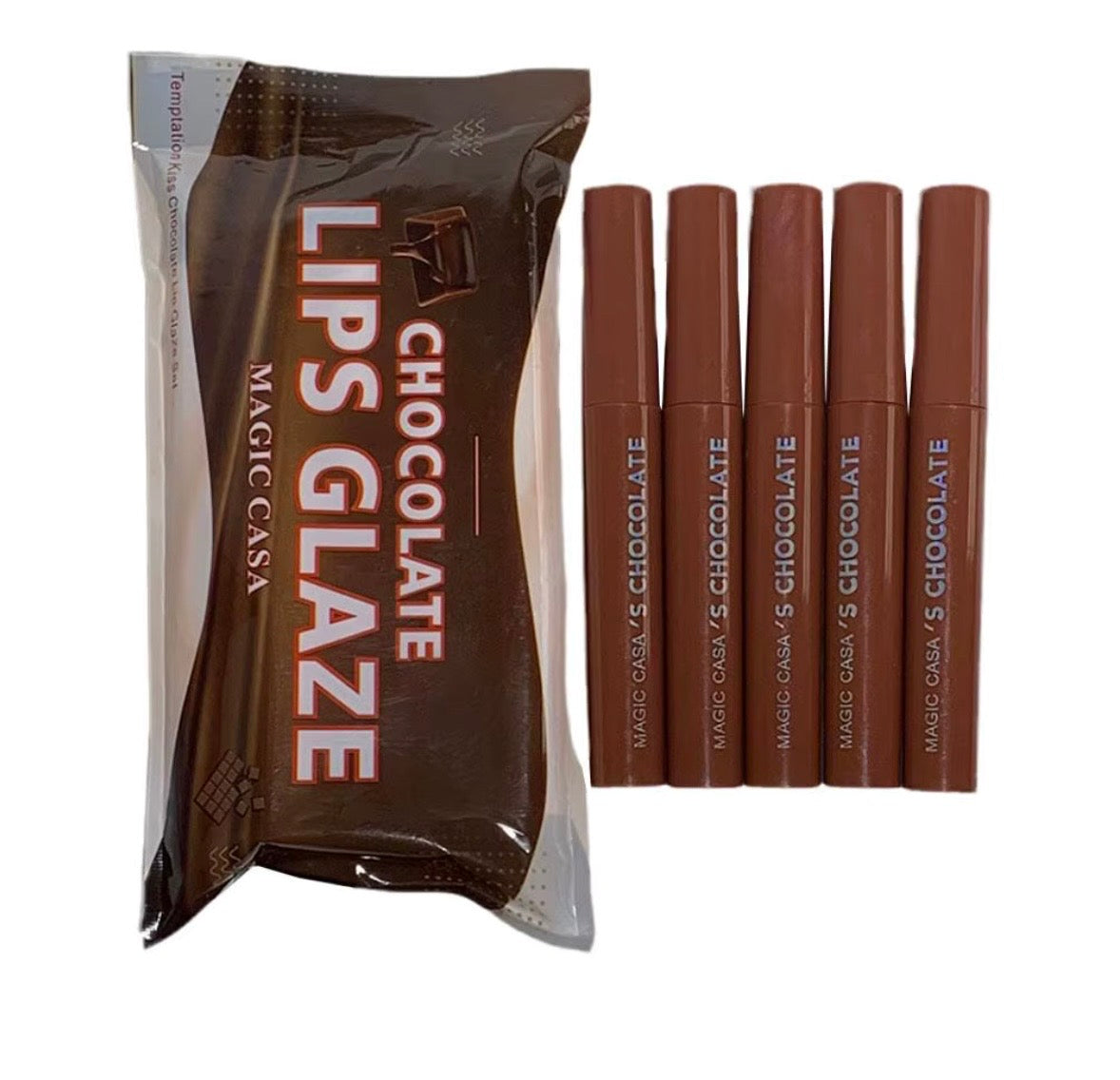 Velvety Soft Chocolate Lips Glaze - 5 Piece Set
