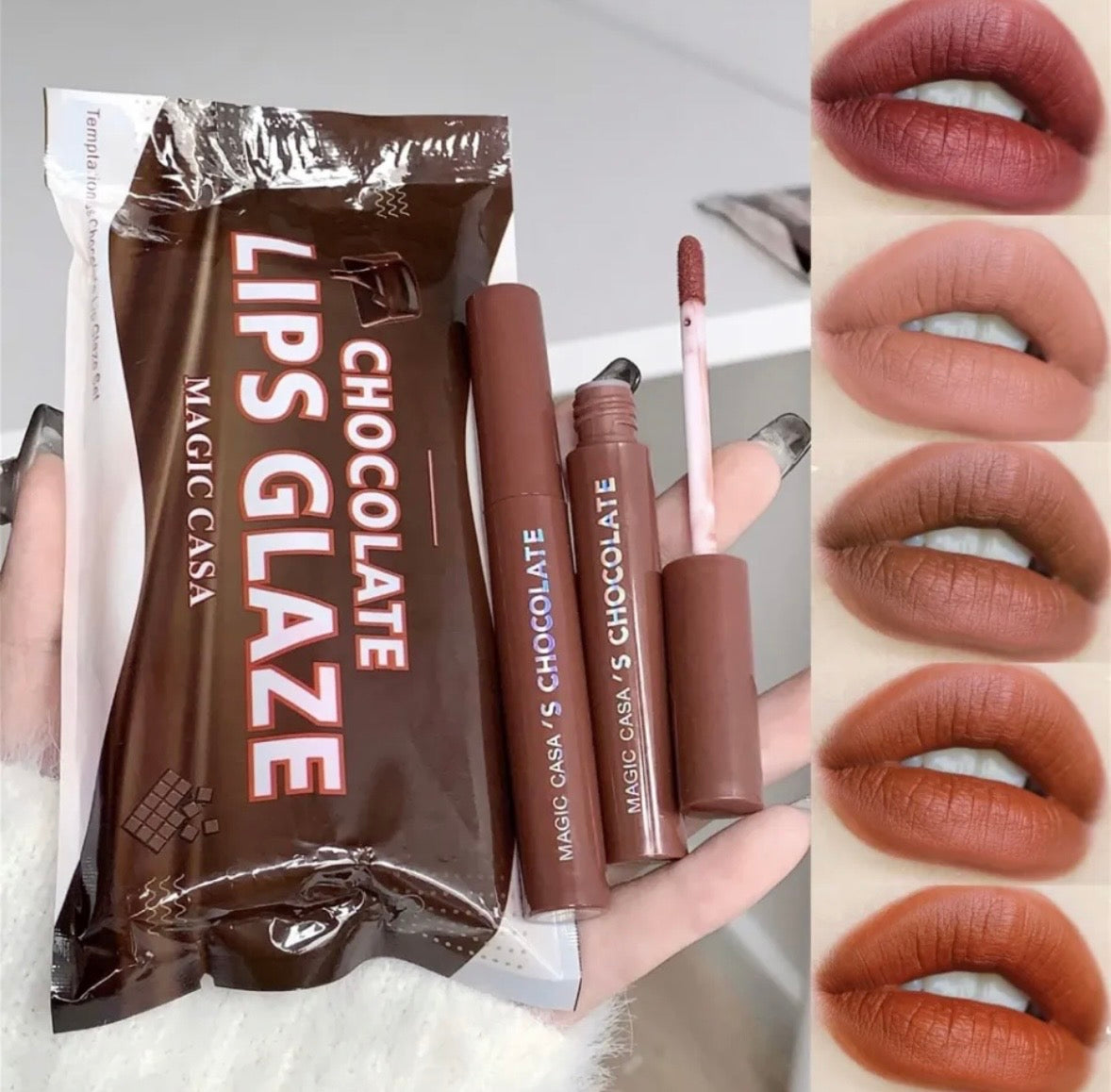 Velvety Soft Chocolate Lips Glaze - 5 Piece Set