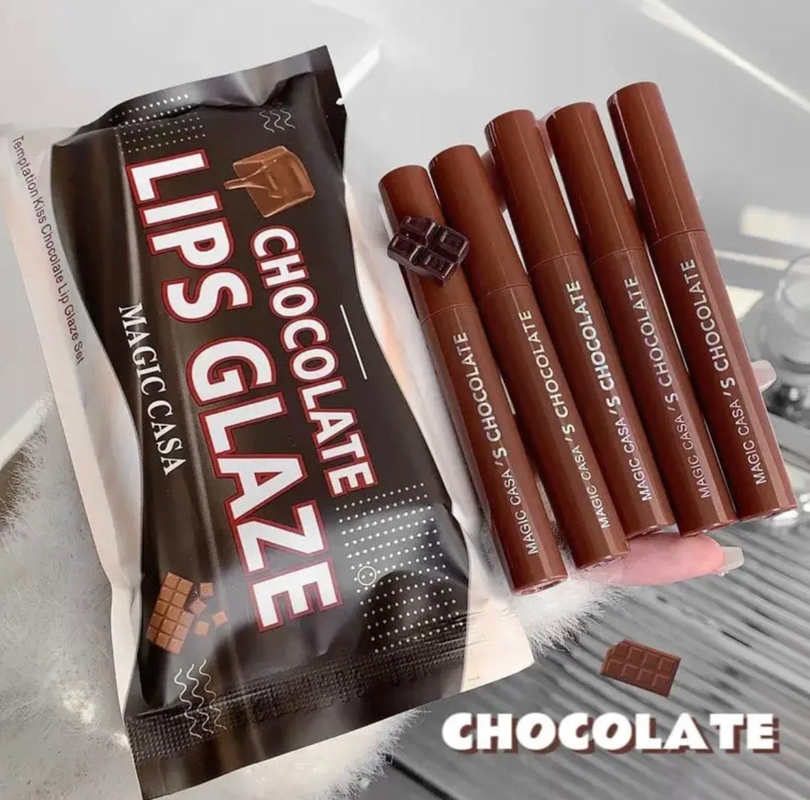 Velvety Soft Chocolate Lips Glaze - 5 Piece Set