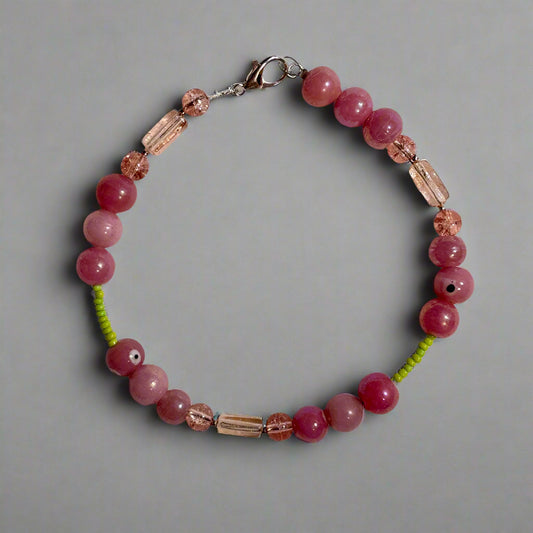 Handmade Glass Beaded Bracelet with Lobster Clasp