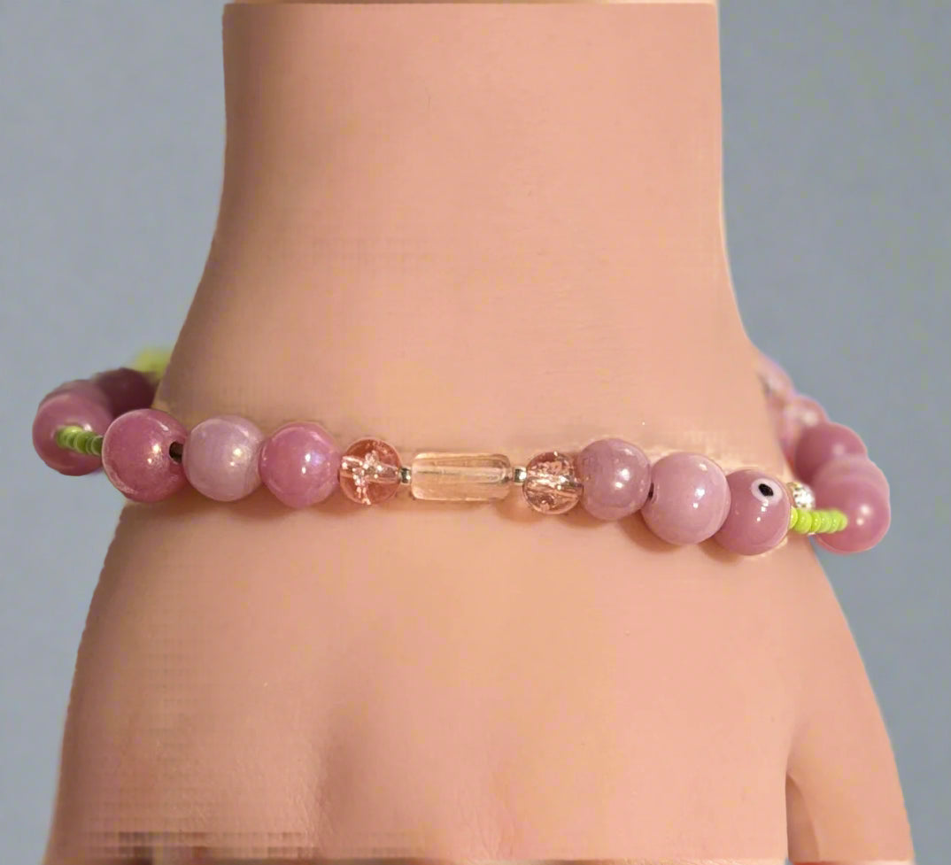 Handmade Glass Beaded Bracelet with Lobster Clasp