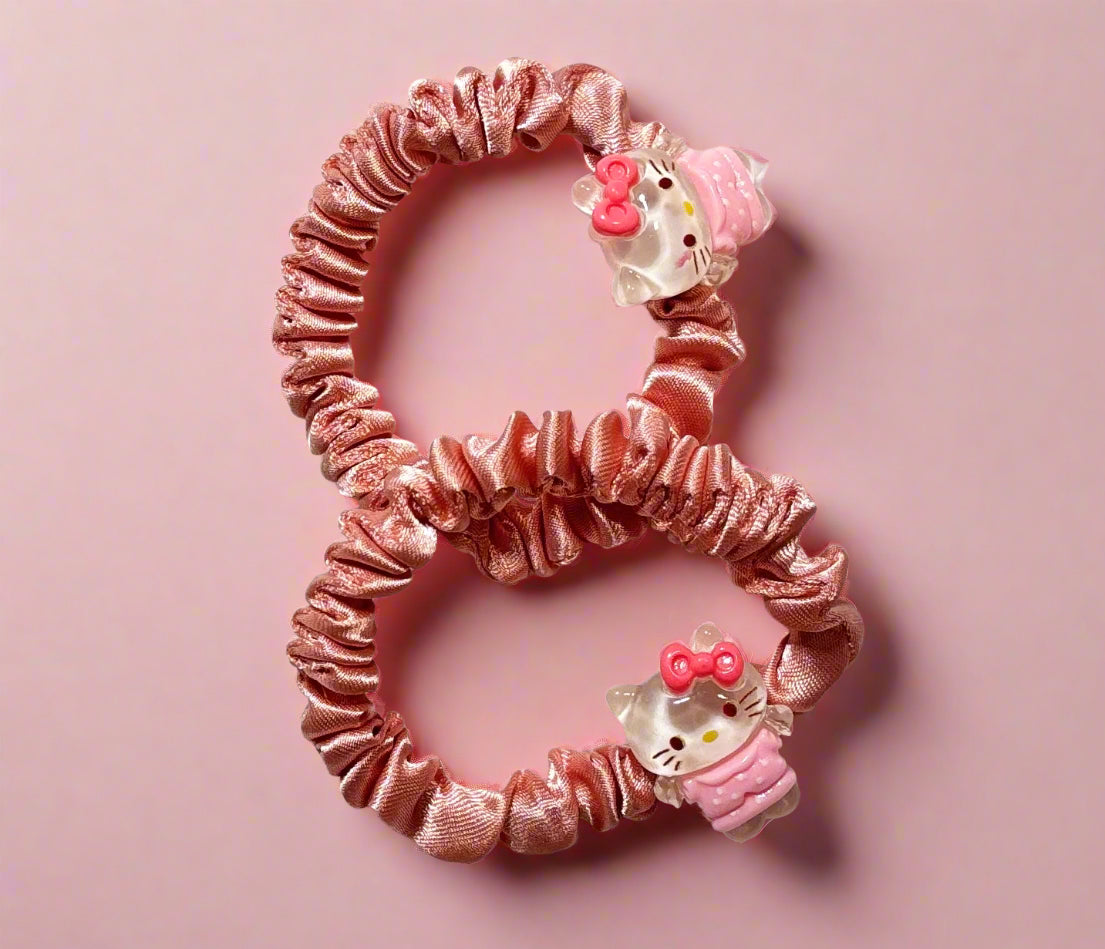 Hello Kitty - Satin Hair Scrunchie Set of 2 - Pink