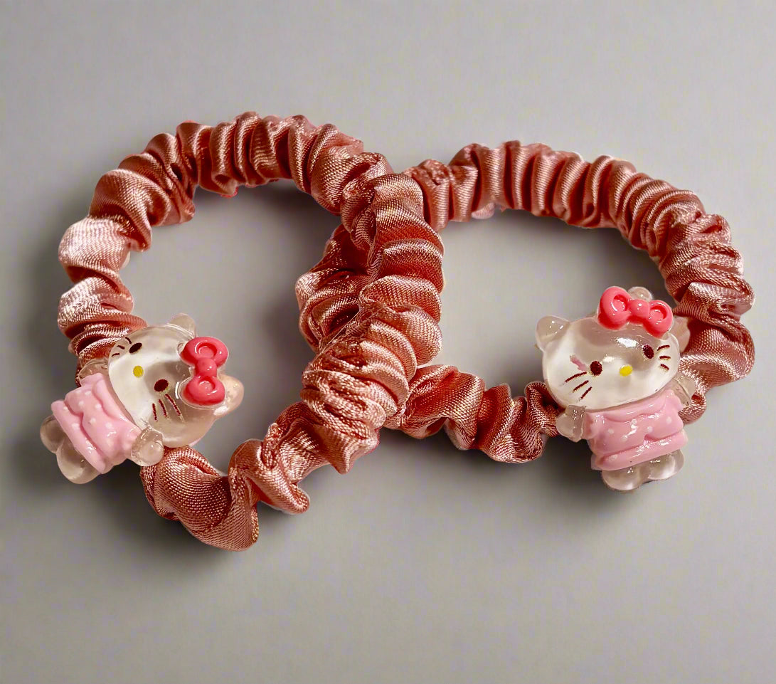 Hello Kitty - Satin Hair Scrunchie Set of 2 - Pink
