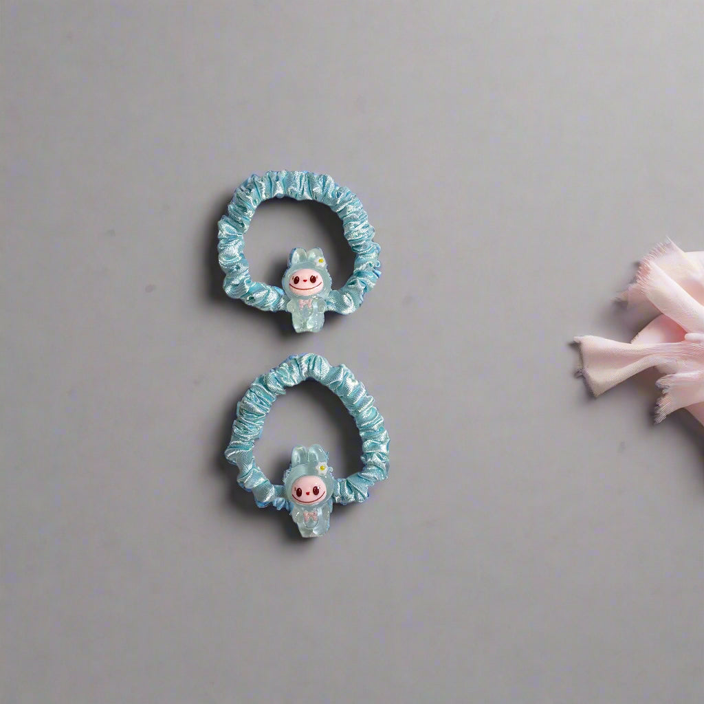 Labubu Monster - Hair Scrunchies - Set of 2 - Blue