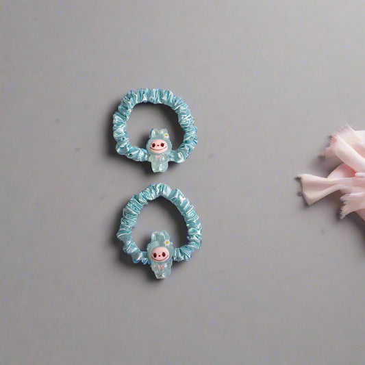 Labubu Monster - Hair Scrunchies - Set of 2 - Blue