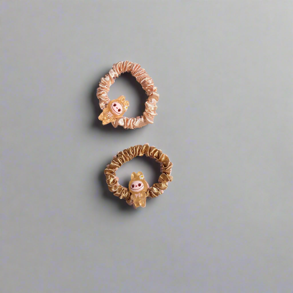 Labubu Monster - Hair Scrunchies - Set of 2 - Pink & Beige