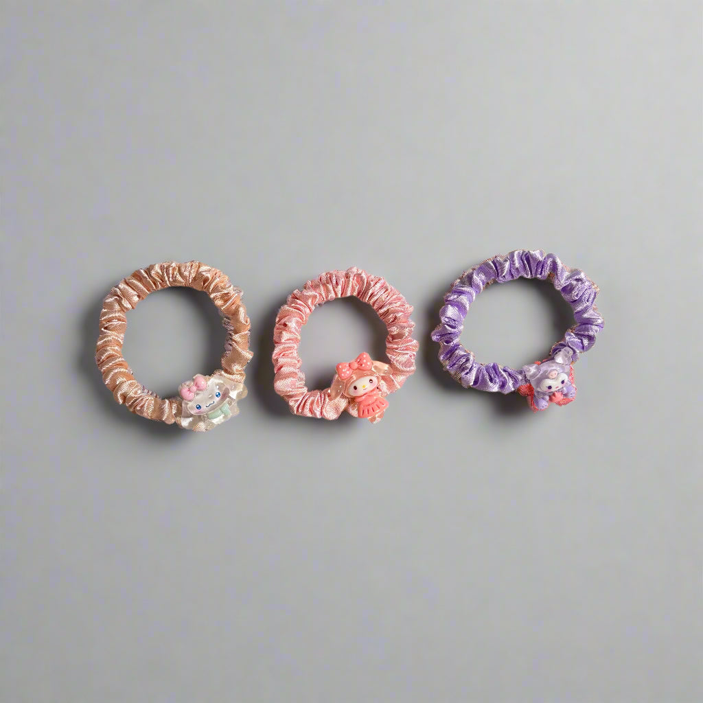 Hello Kitty Friends - Satin Hair Scrunchie Set of 3