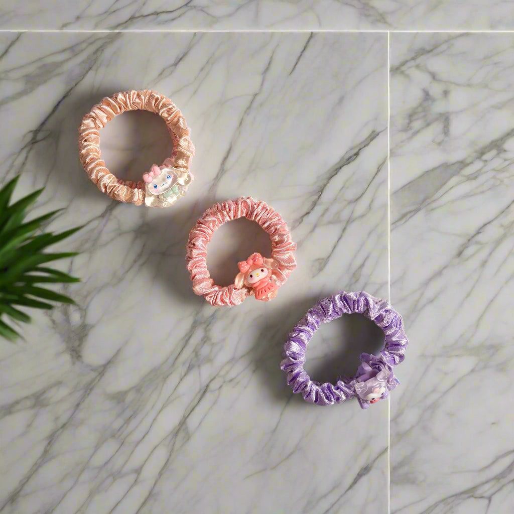 Hello Kitty Friends - Satin Hair Scrunchie Set of 3
