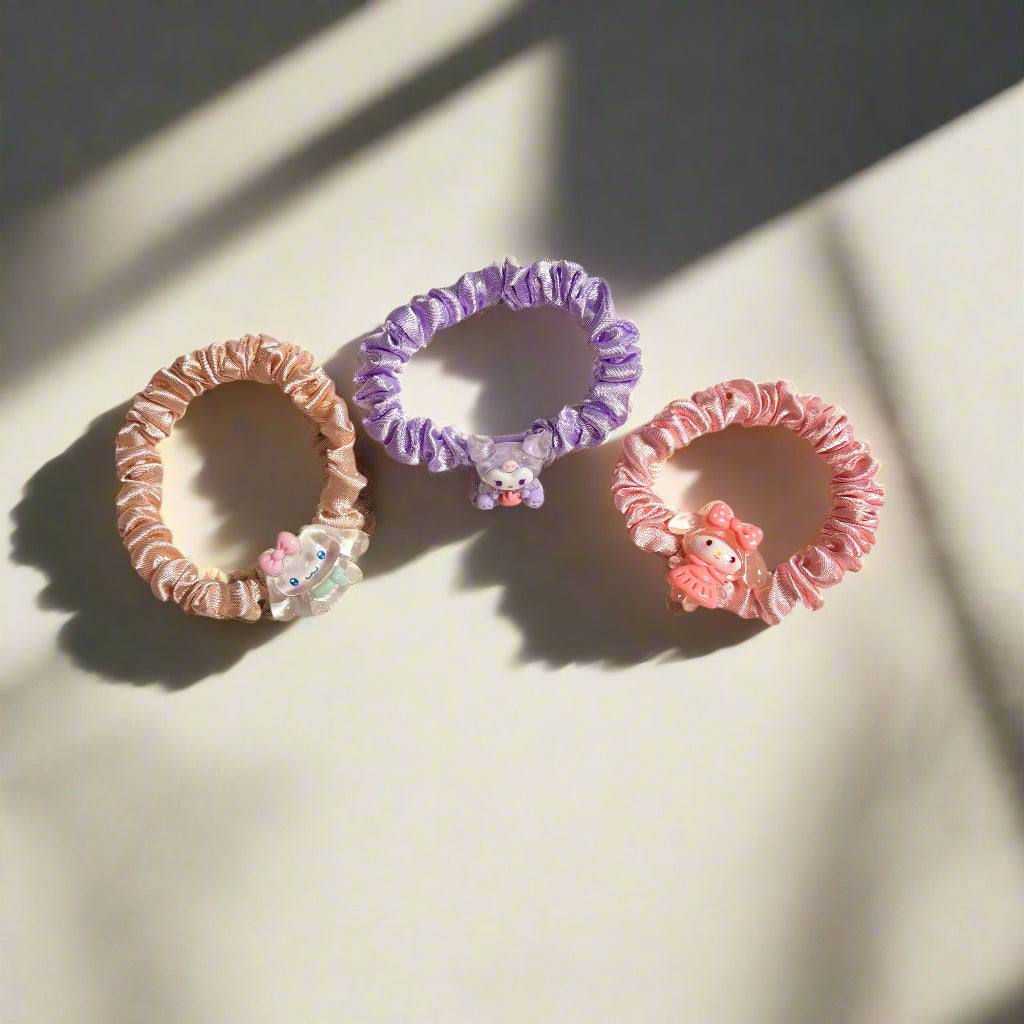 Hello Kitty Friends - Satin Hair Scrunchie Set of 3