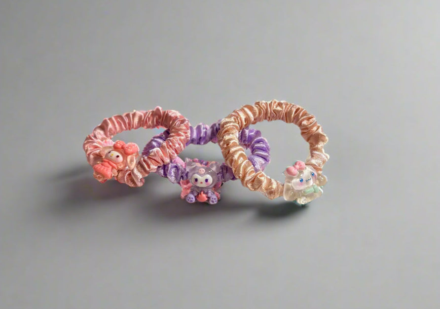 Hello Kitty Friends - Satin Hair Scrunchie Set of 3