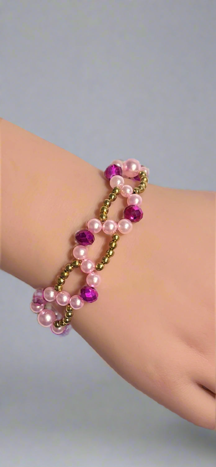 Handmade - Beaded Bracelet - Berry Blossom