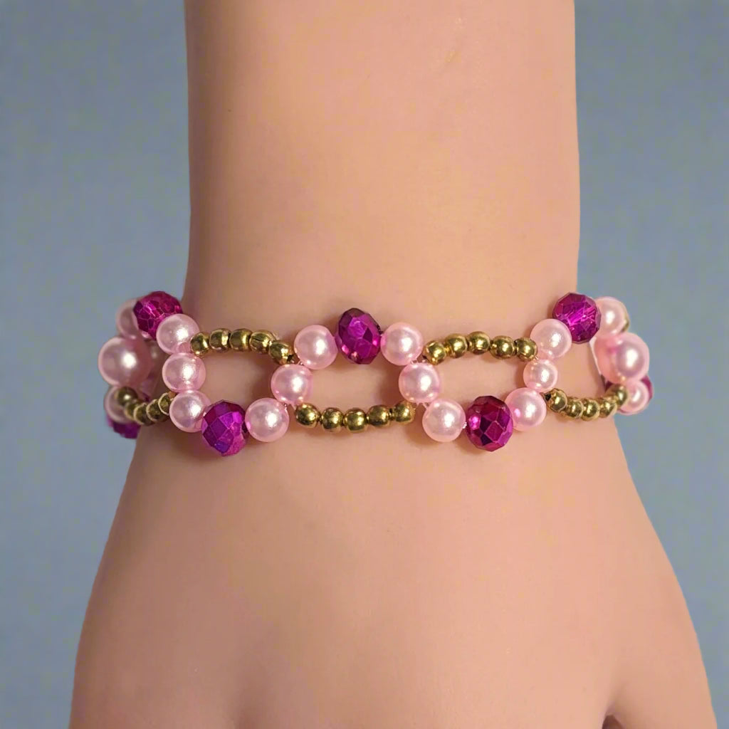 Handmade - Beaded Bracelet - Berry Blossom