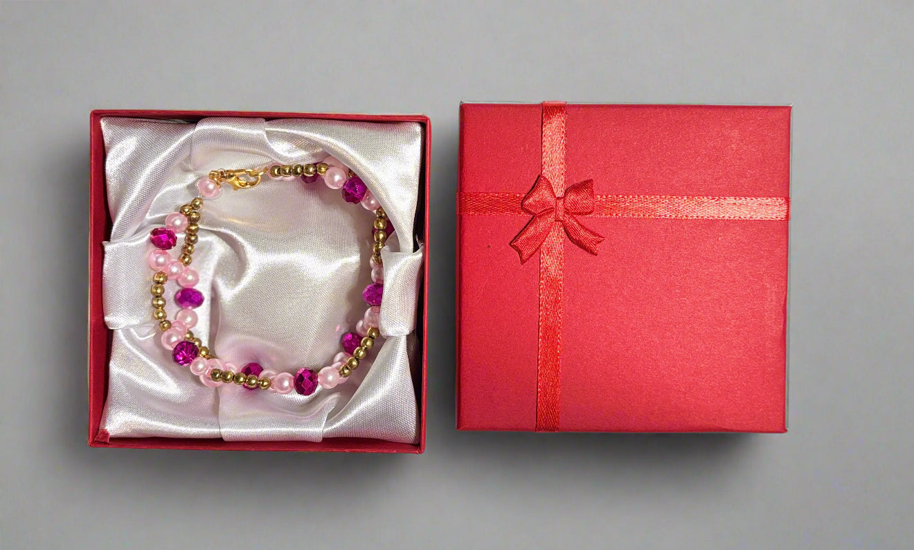 Handmade - Beaded Bracelet - Berry Blossom