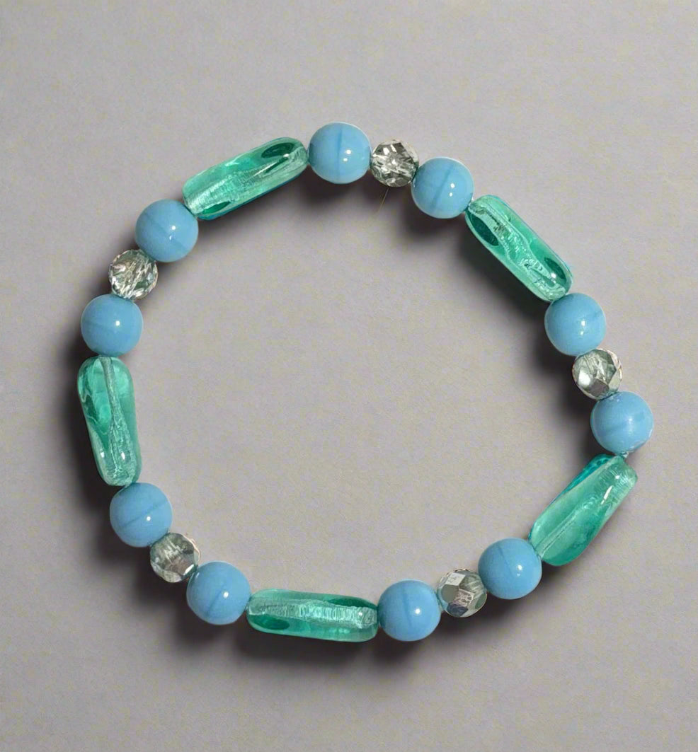 Handmade - Glass Beaded Bracelet - Blues