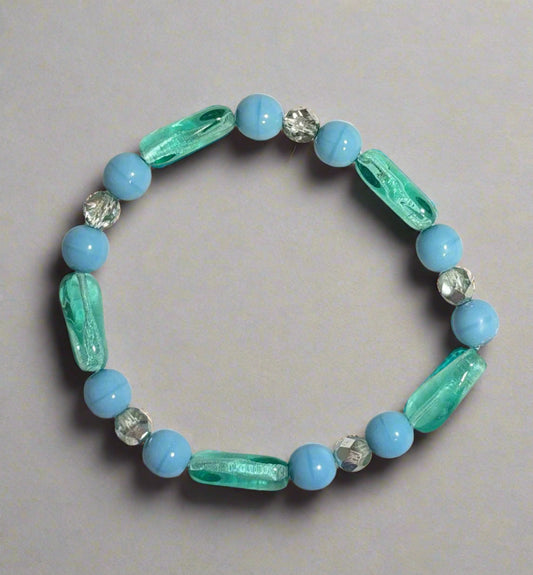 Handmade - Glass Beaded Bracelet - Blues