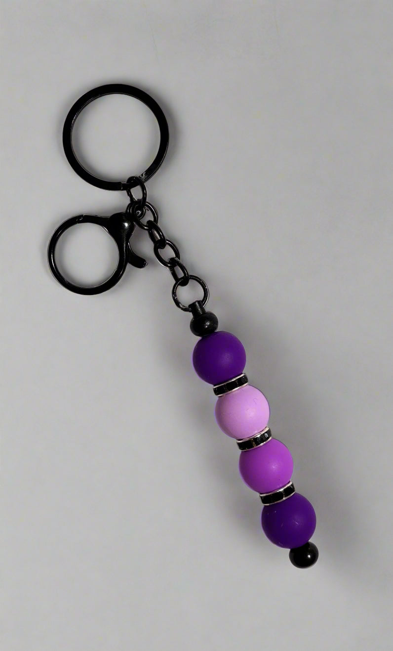 Handmade - Beaded Keychain - Purple Haze