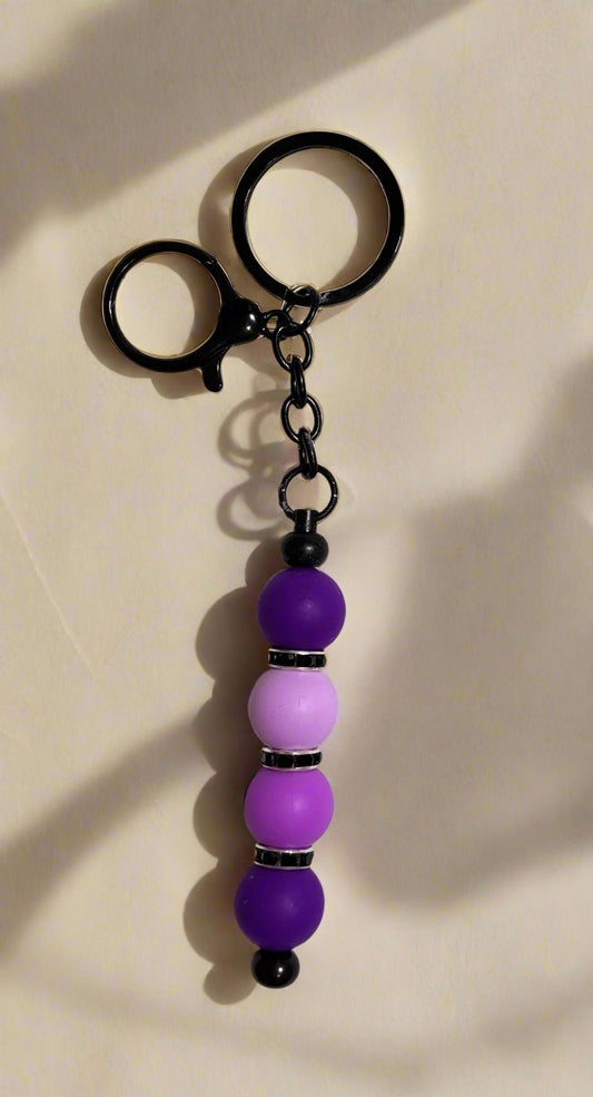 Handmade - Beaded Keychain - Purple Haze