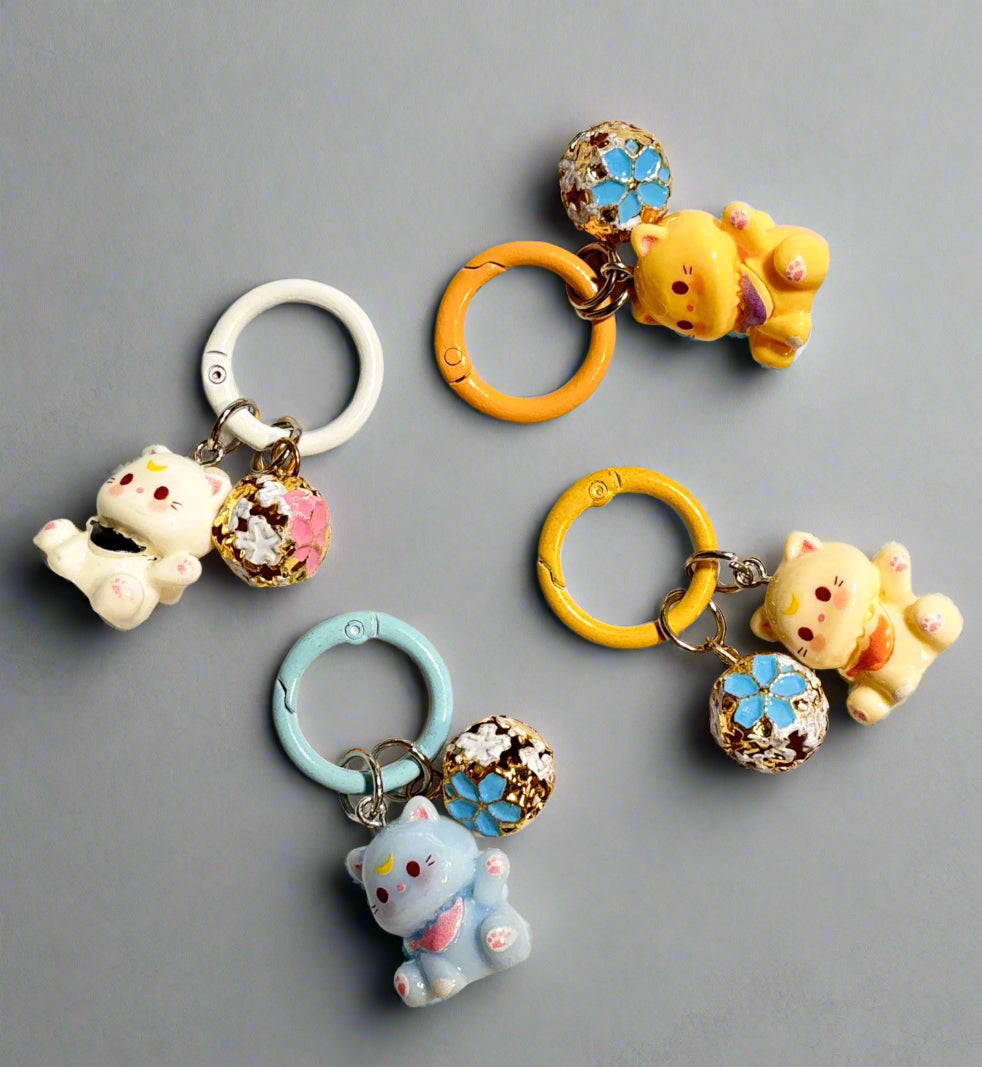 Lucky Cat with Bell  - Clip Bag Charm