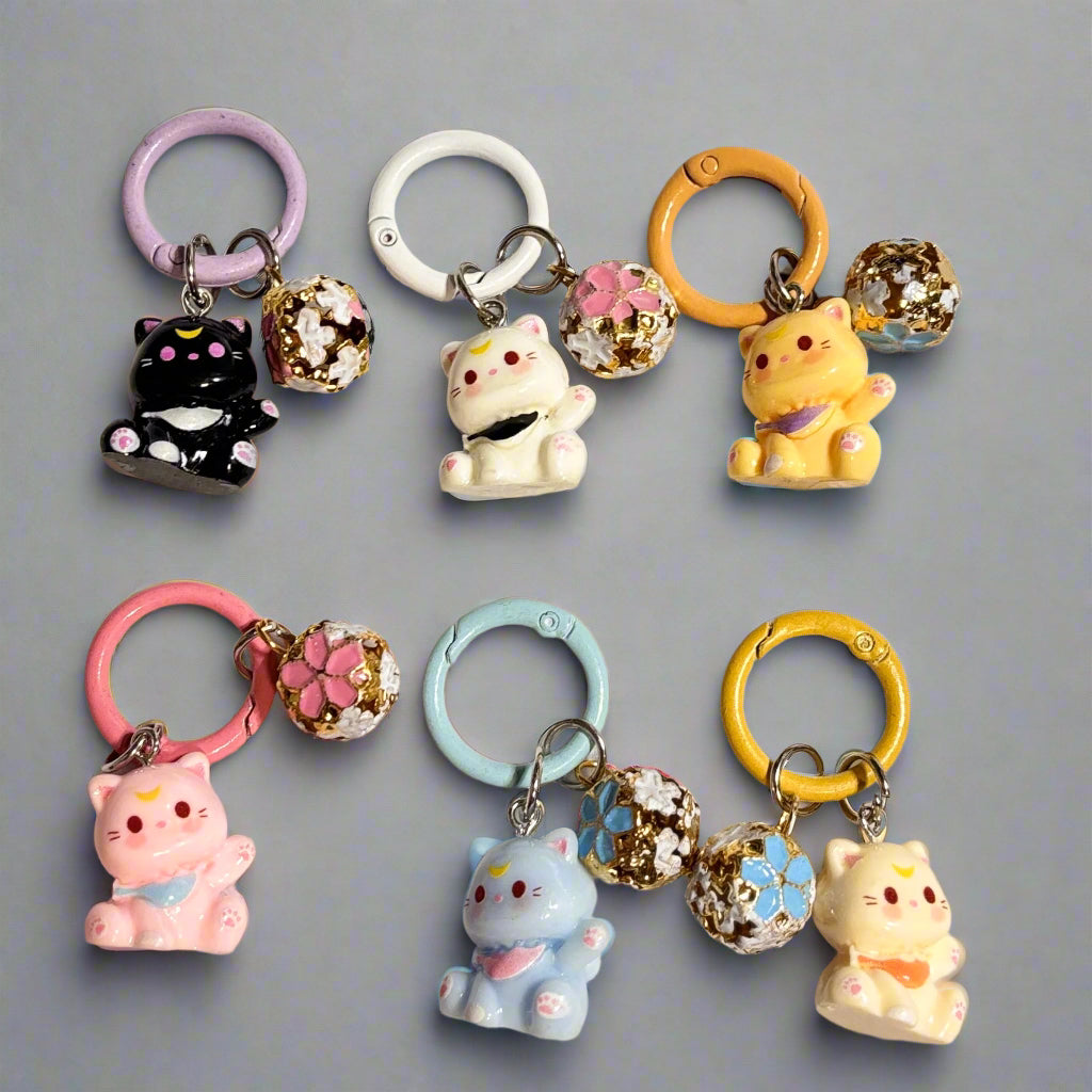 Lucky Cat with Bell  - Clip Bag Charm