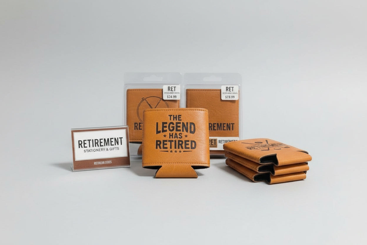 Brown - Faux Leather - Can Cooler - Koozie - The Legend Has Retired