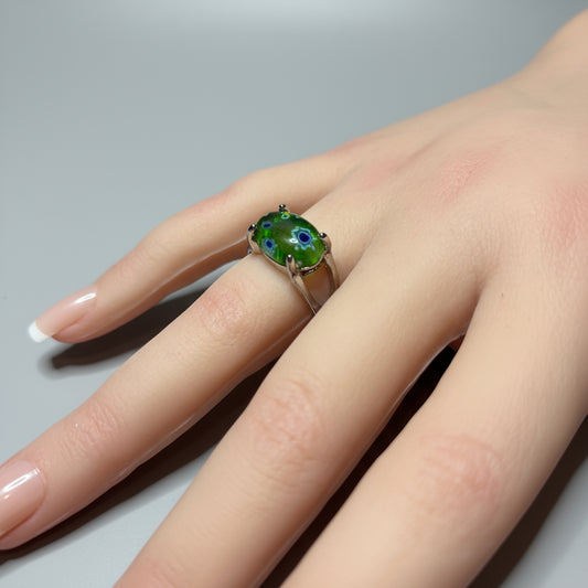 Ring  - Green Floral Murano (Sizes 7 & 9)