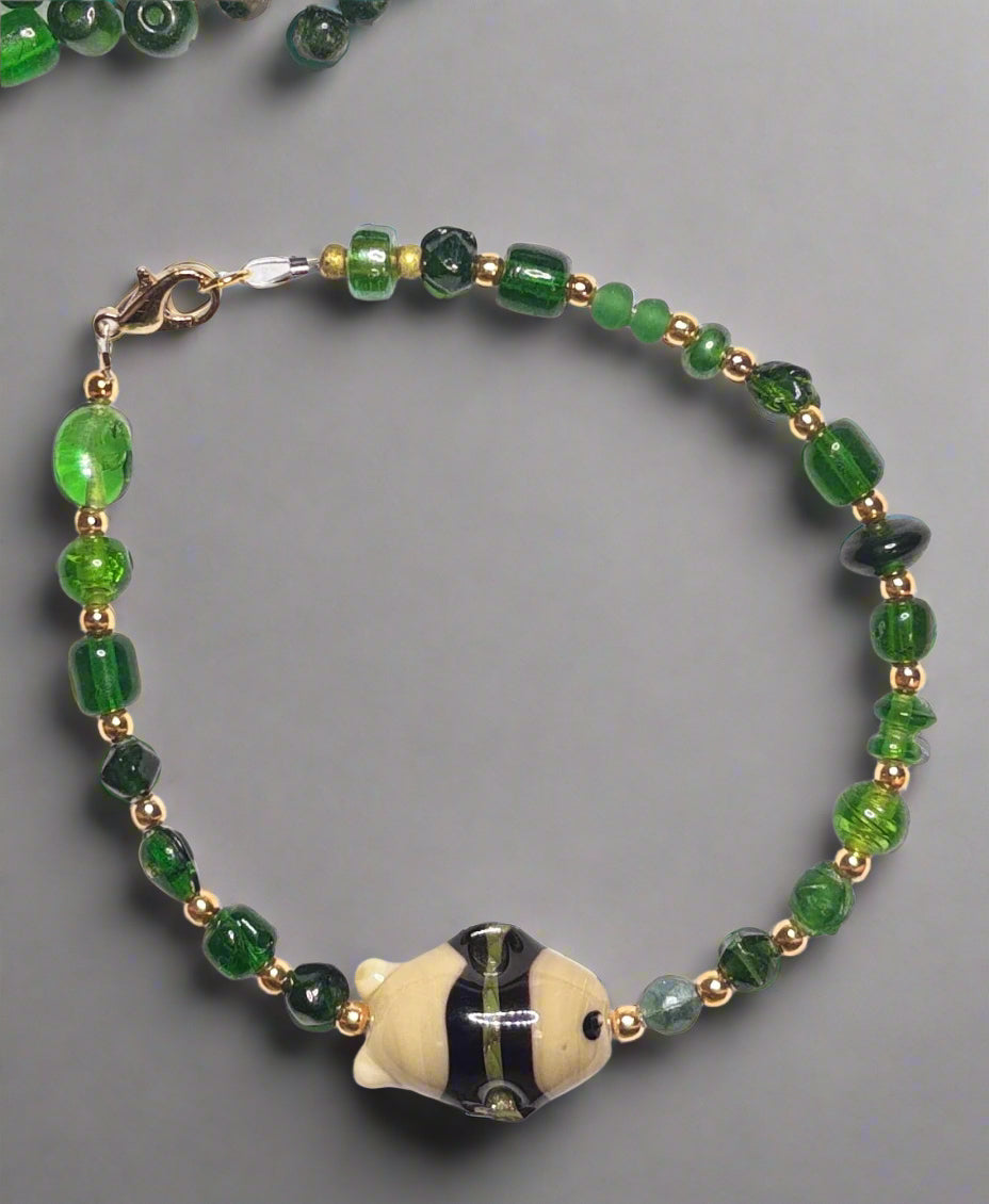 Ocean's Embrace - 8" Handmade Glass Beaded Bracelet