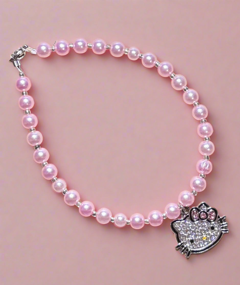 Sparkle Whiskers Pink Beaded 8" Bracelet