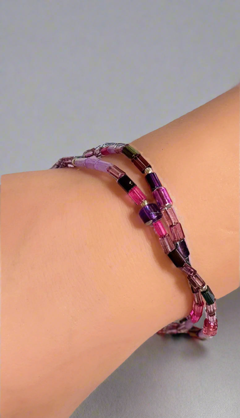 Handmade - Amethyst Double Bloom 8" Bracelet