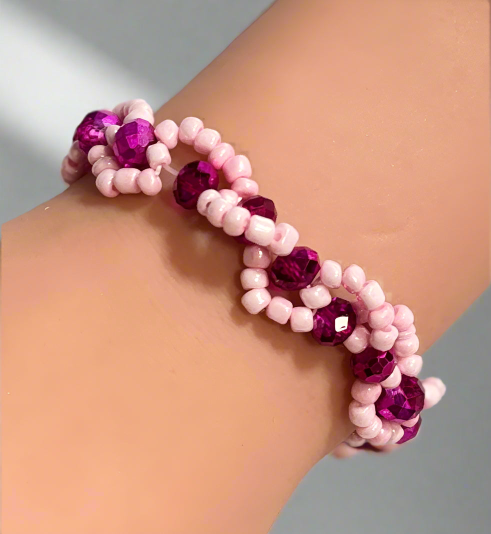 Handmade Berry Bliss Beaded Bracelet