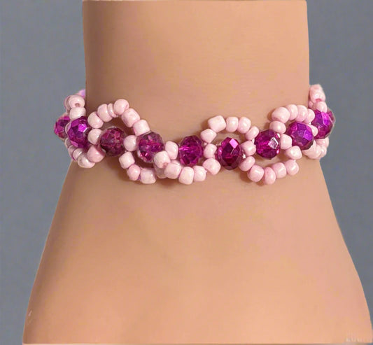 Handmade Berry Bliss Beaded Bracelet